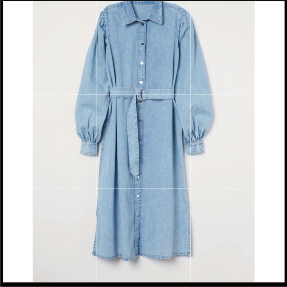 H&M Light Blue Denim Midi Dress 🩶